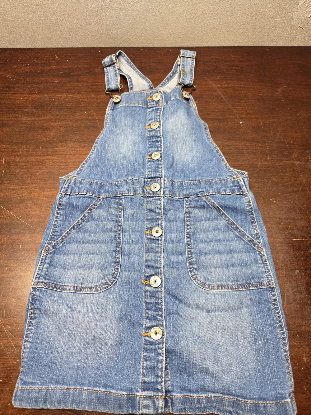 OshKosh B'gosh Blue Denim Button-Front Overall Dress
